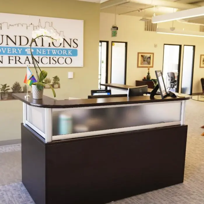 view of foundations san francisco front desk and lobby area